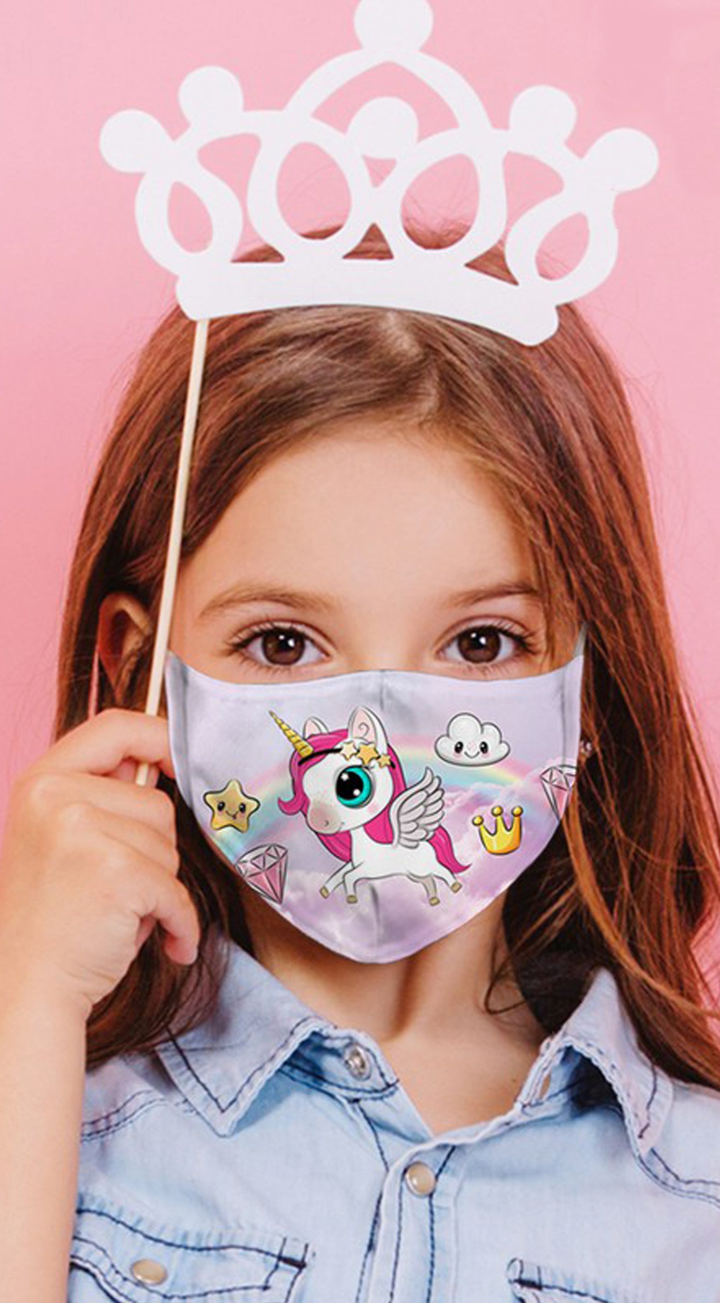 Unicorn Princess Purple Reusable Kids Face Mask