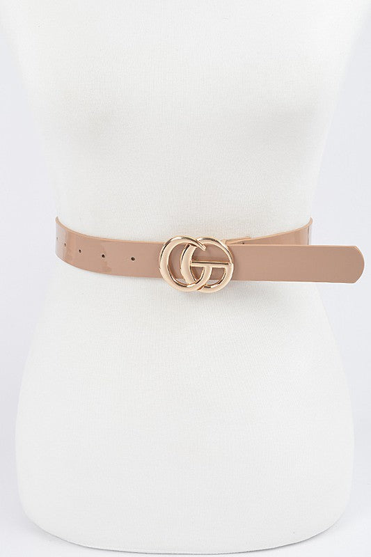 Glossy Beige CG Buckle Belt