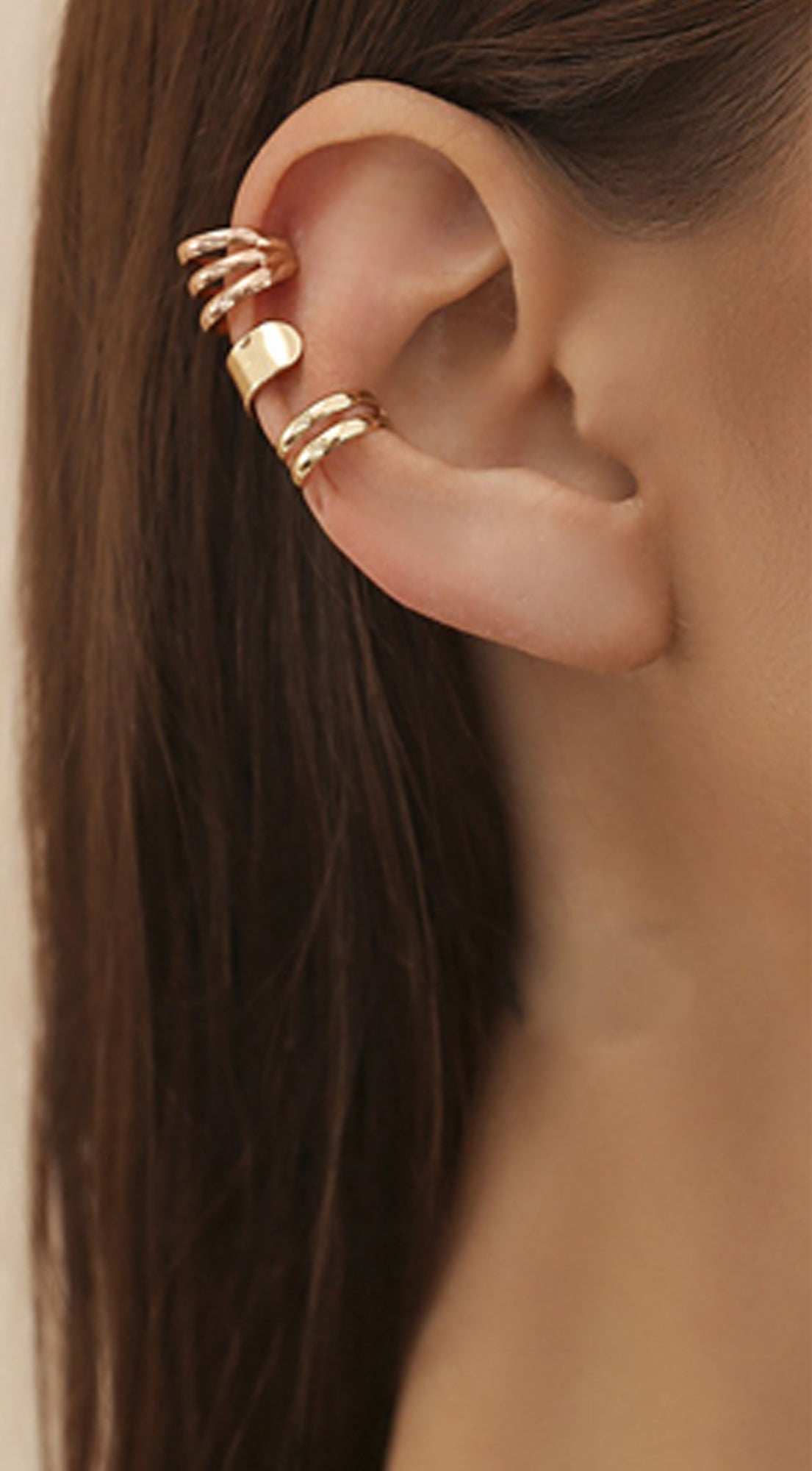 Dia Non-Piercing Ear Cuffs 3 piece Earrings Set - Gold