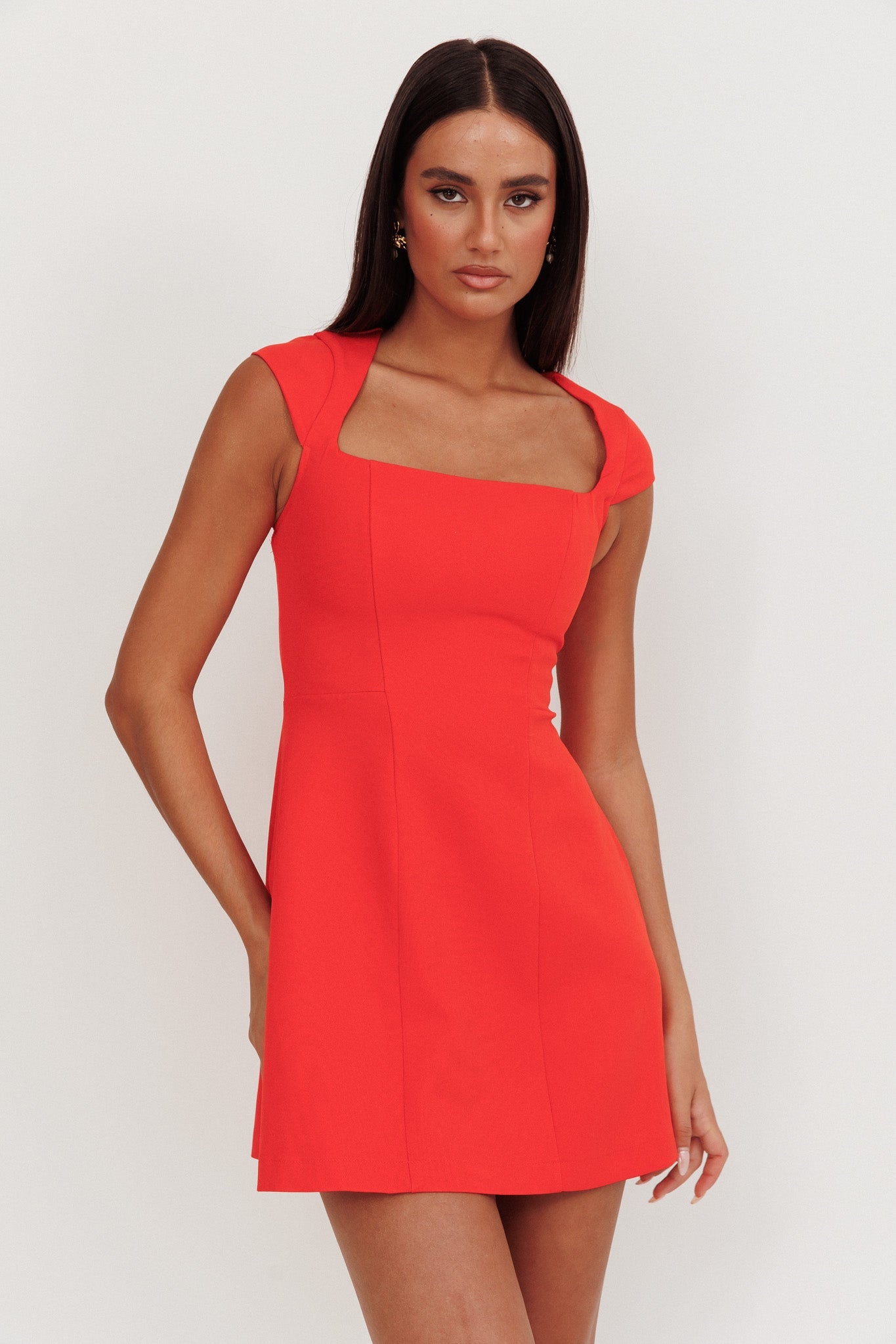 Opulent Cap Sleeve Mini Dress Red