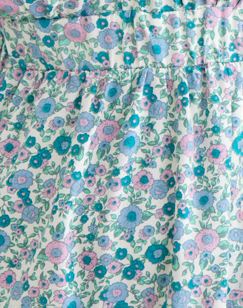 Amibeth Mini Dress in Flower Power Blue