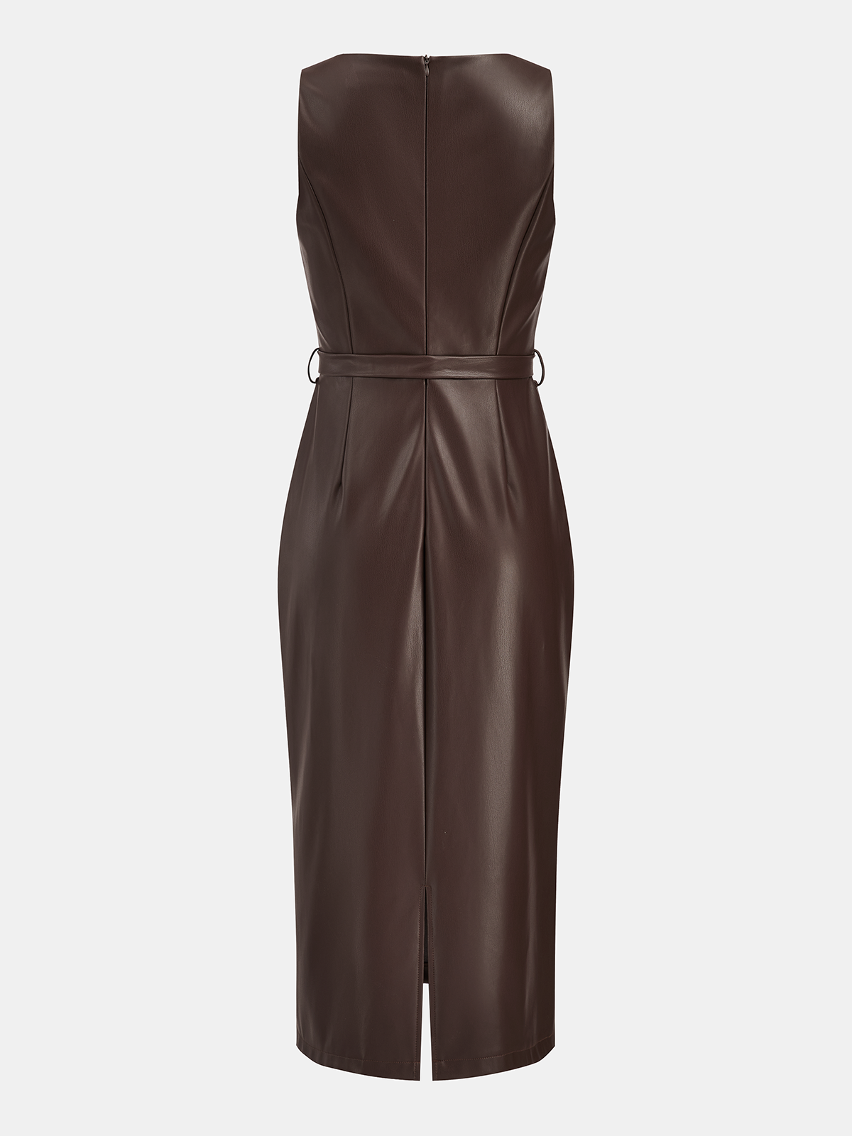 Faux Leather Sleeveless Midi Dress