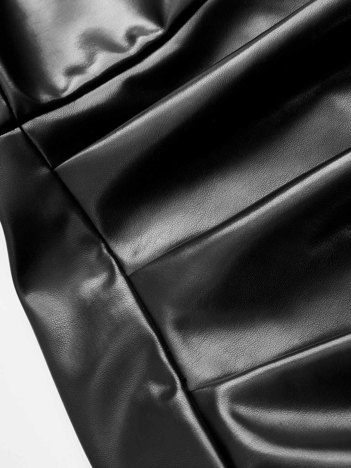 Faux Leather Ruched Cami Midi Dress