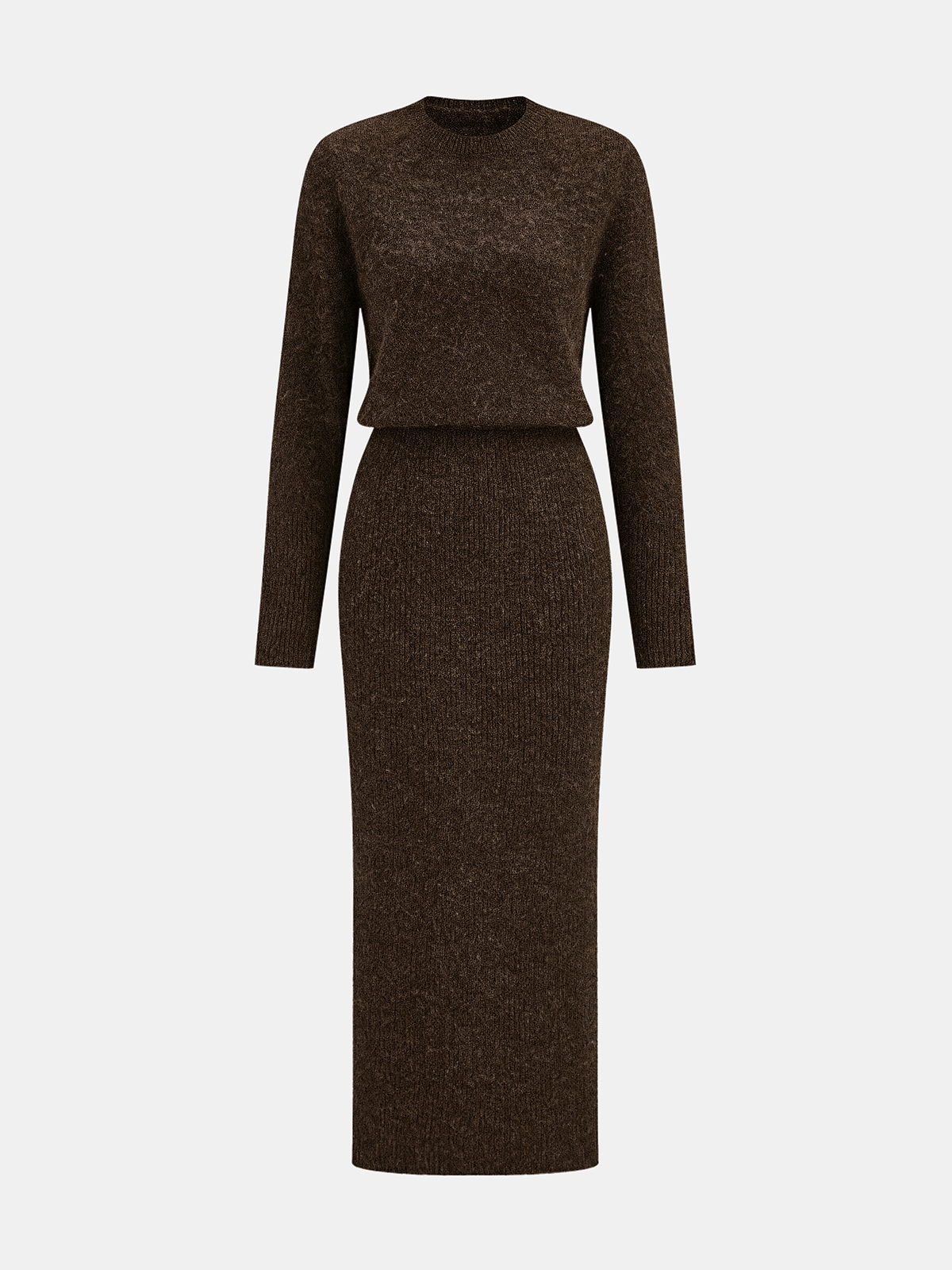 Wool-Blend Fuzzy Midi Dress