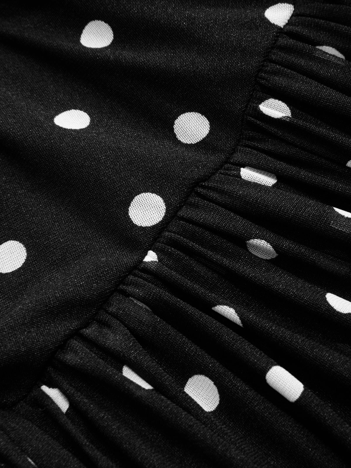 Polka Dot Sheer-Mesh Ruched Maxi Dress