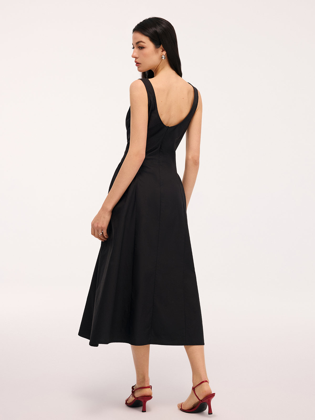 Umbrella Hem Backless Cotton Sleeveless Maxi Dress