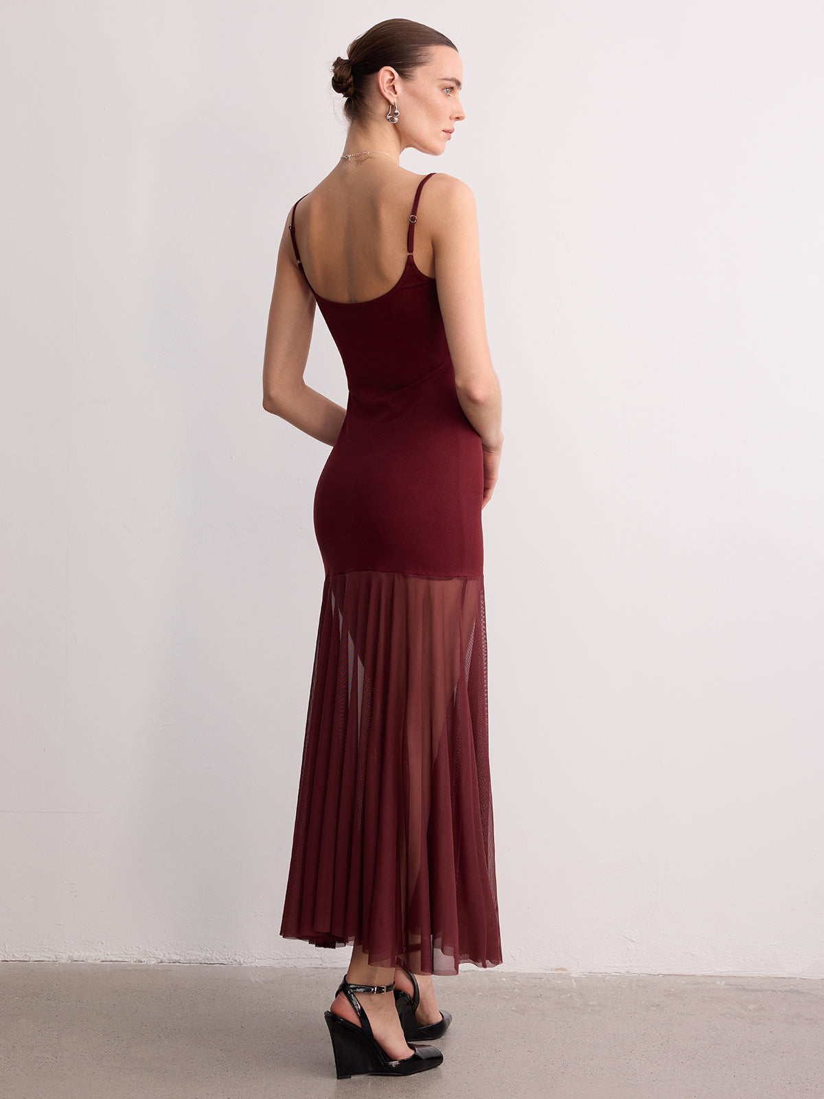 Sheer Hem Cami Maxi Dress