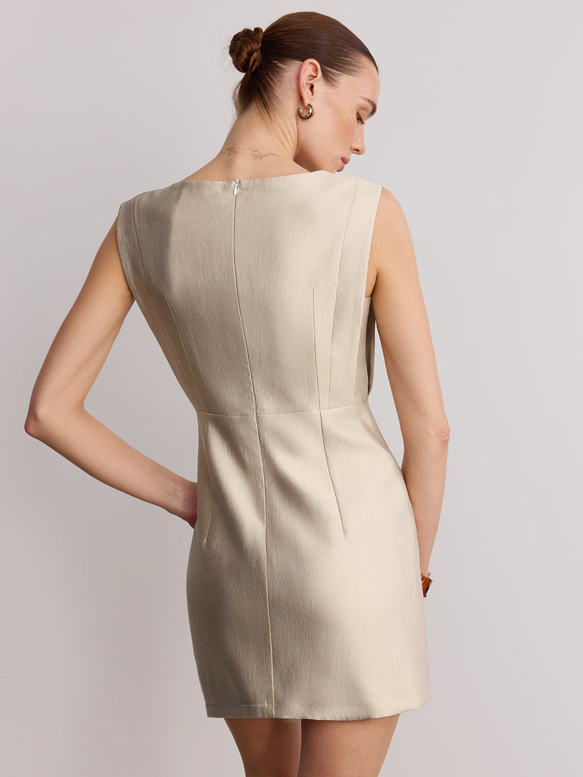 Metal Detail Sleeveless Mini Dress