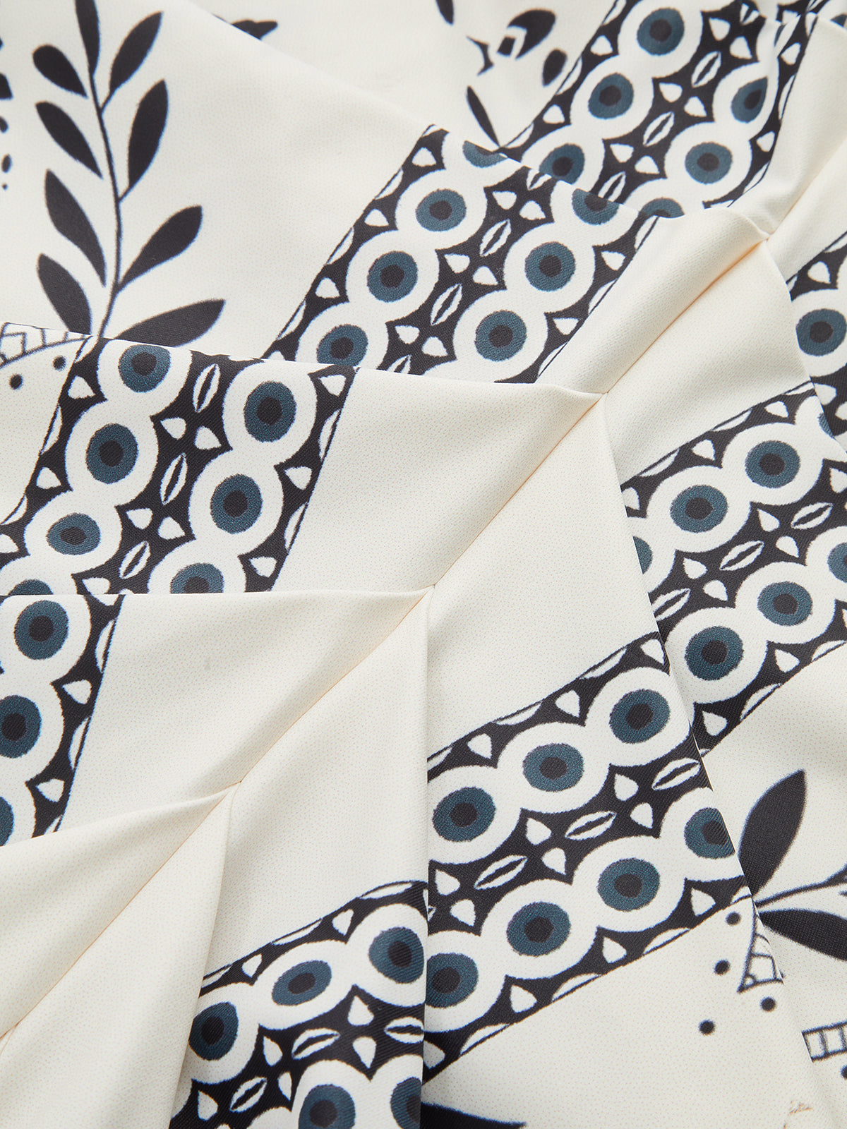 Palm Leaf Print Deep V Neck Midi Dress