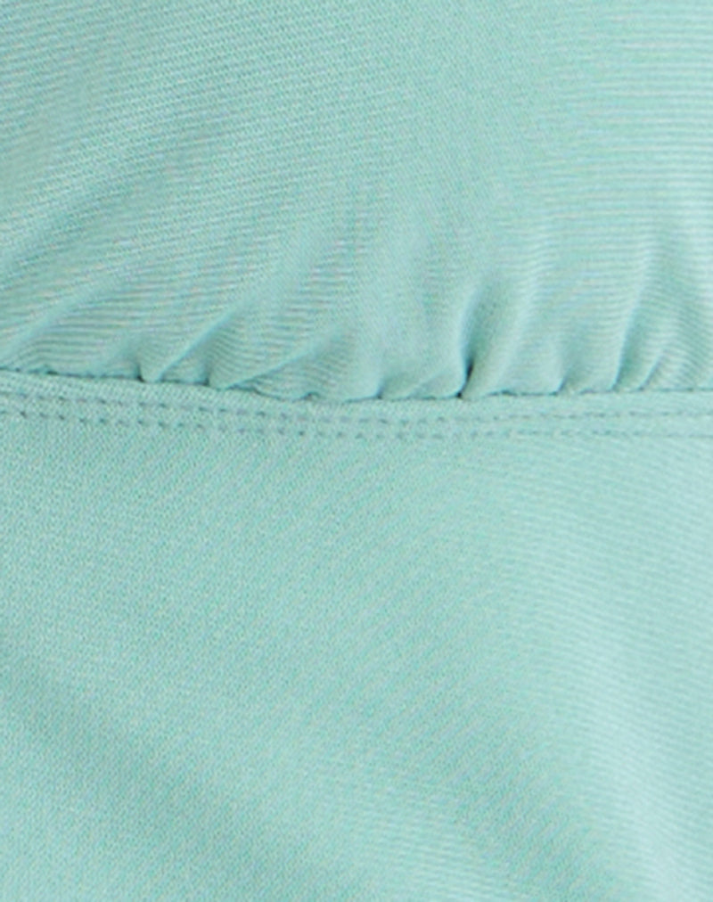 Bovlin Mini Dress in Mesh Aqua with Ruffle Hem