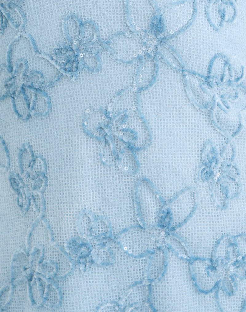 Codami Halterneck Mini Dress in Sequin Knit Pastel Blue