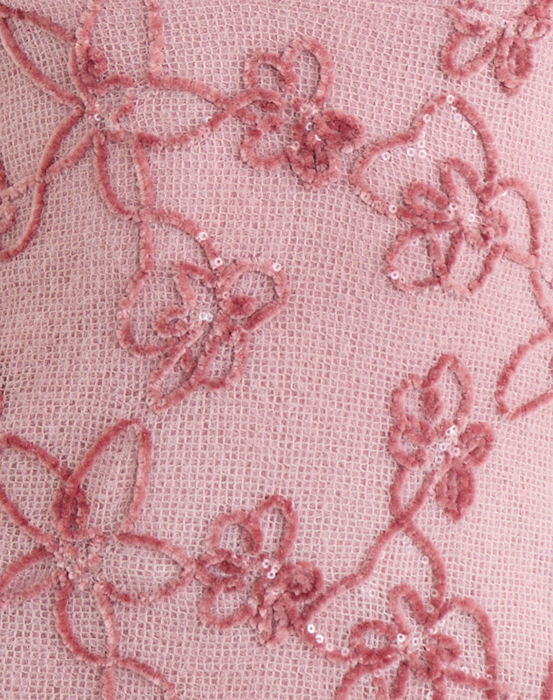 Codami Halterneck Mini Dress in Sequin Knit Pink