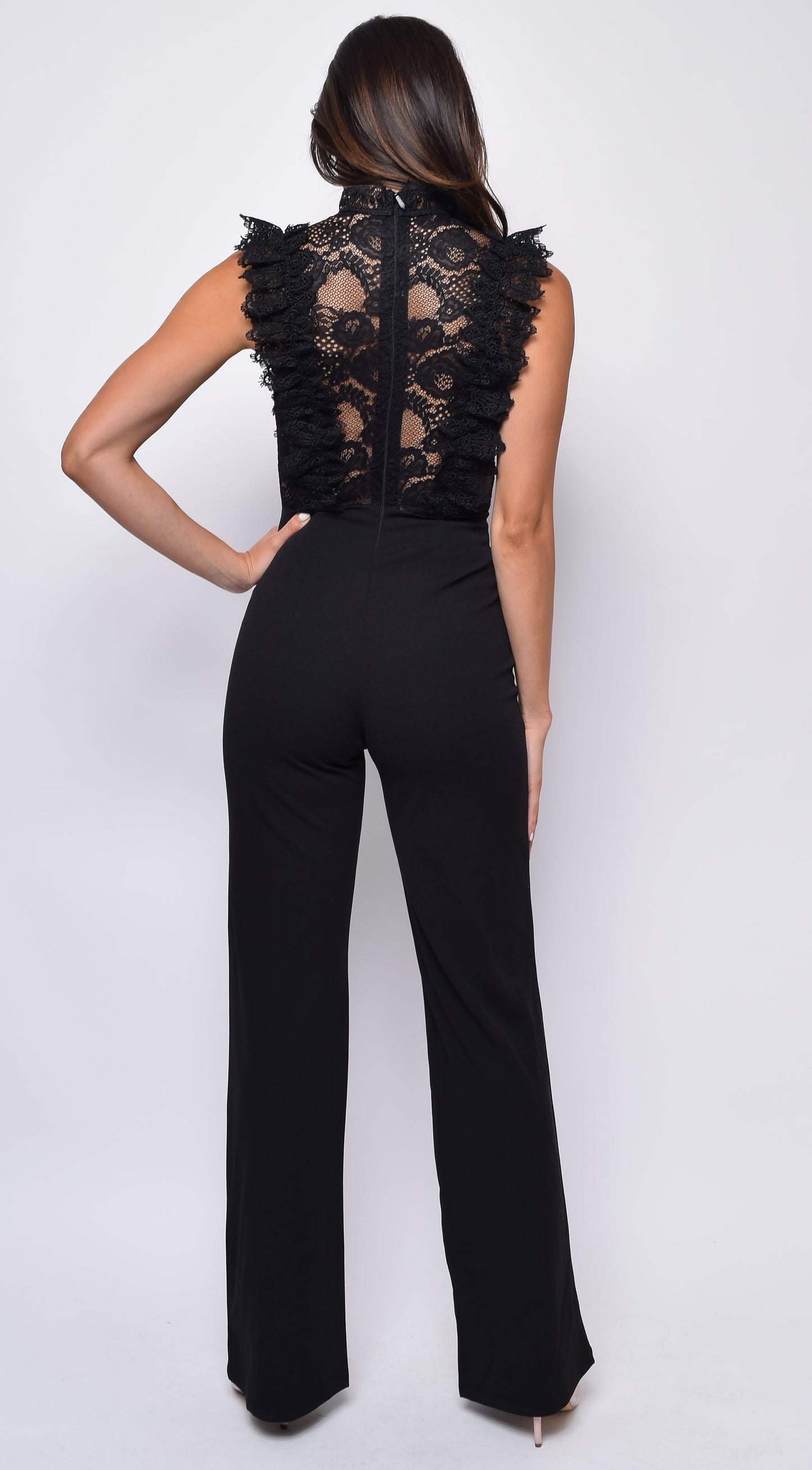 Vanna Crochet Flared leg Jumpsuit - Black