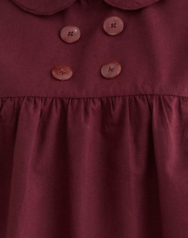 Imiraty Babydoll Mini Dress in Poplin Maroon