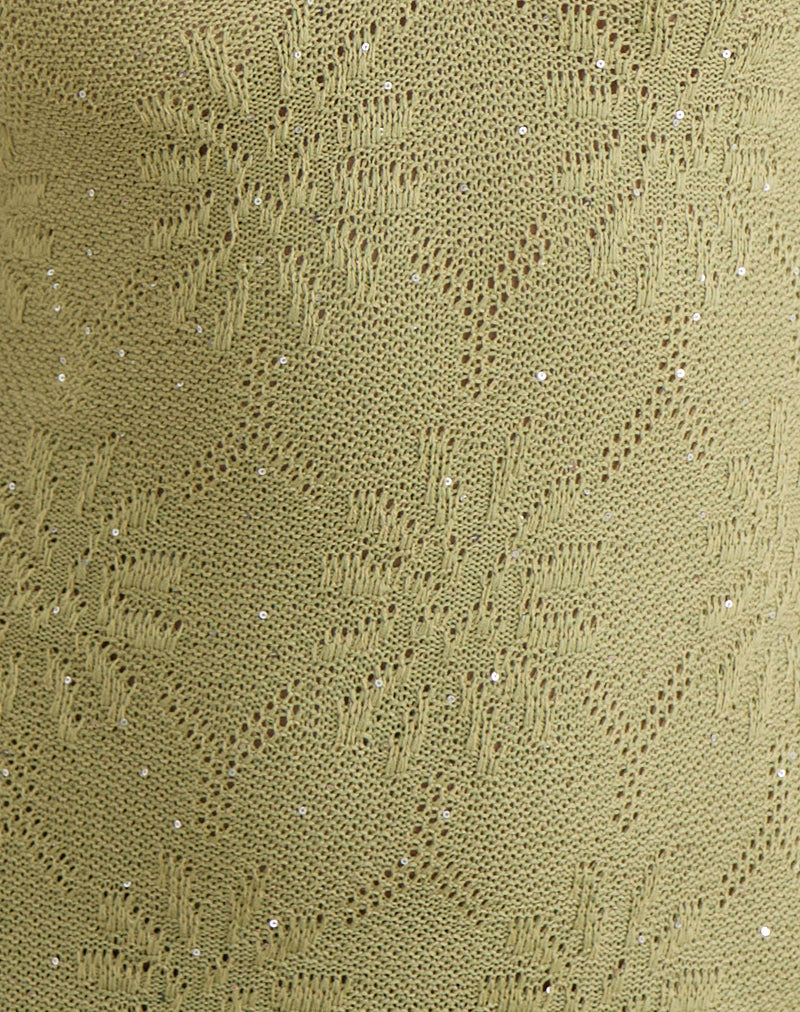 Malvara Halterneck Mini Dress in Sequin Knit Green