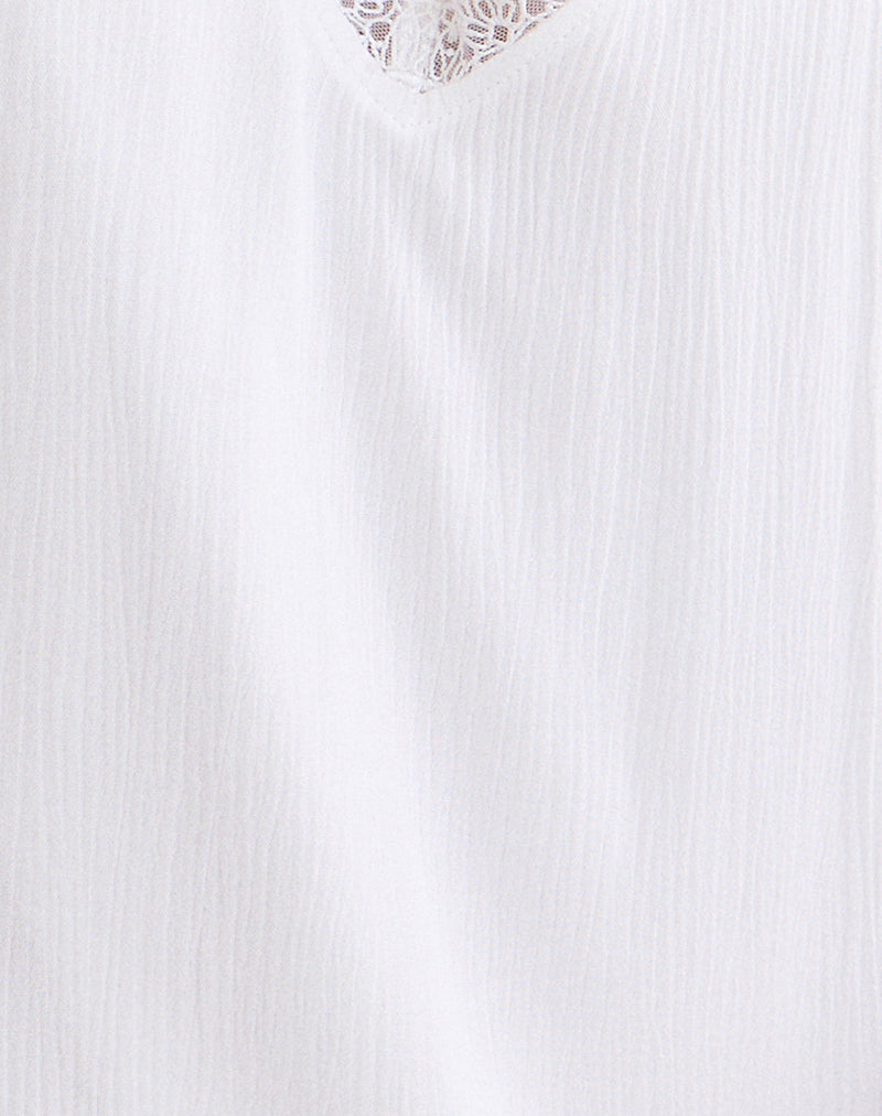 Manika Plunge Babydoll Mini Dress in Rayon White