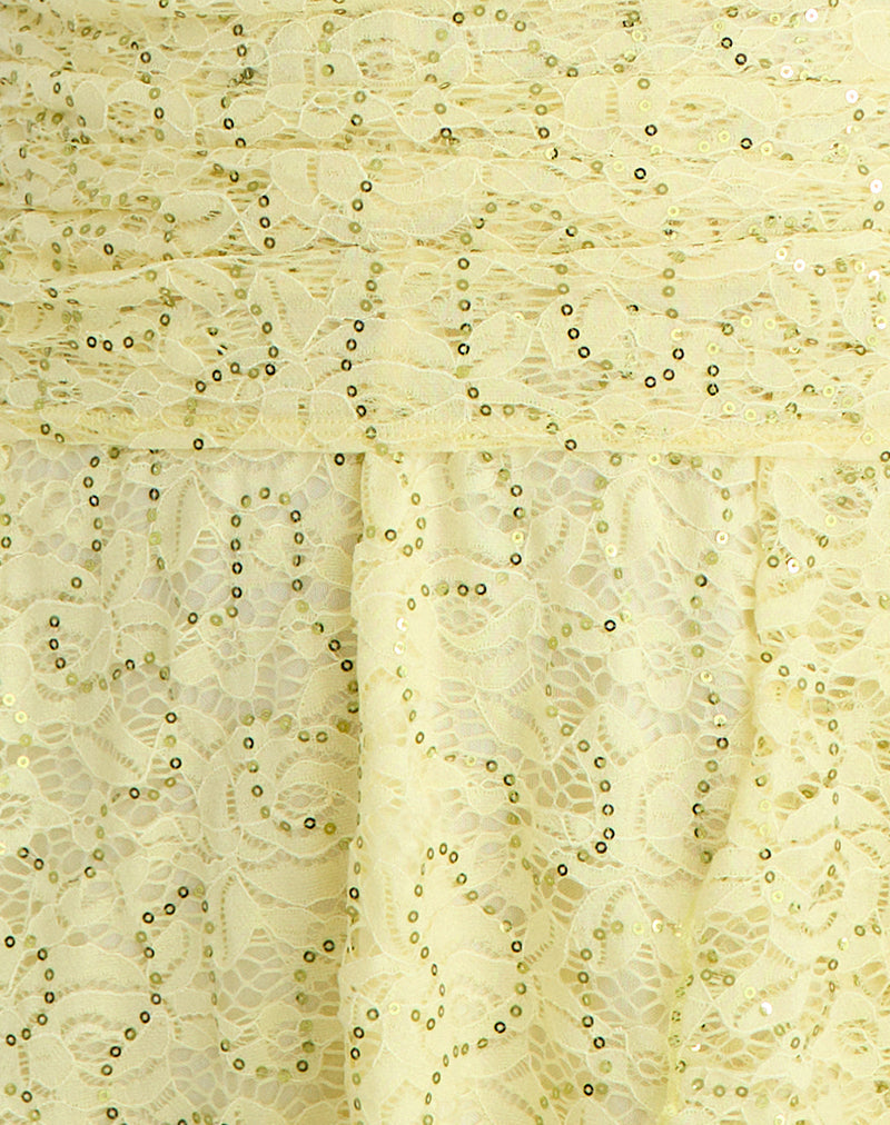 Marty Mini Dress in Drape Sequin Lace Lime