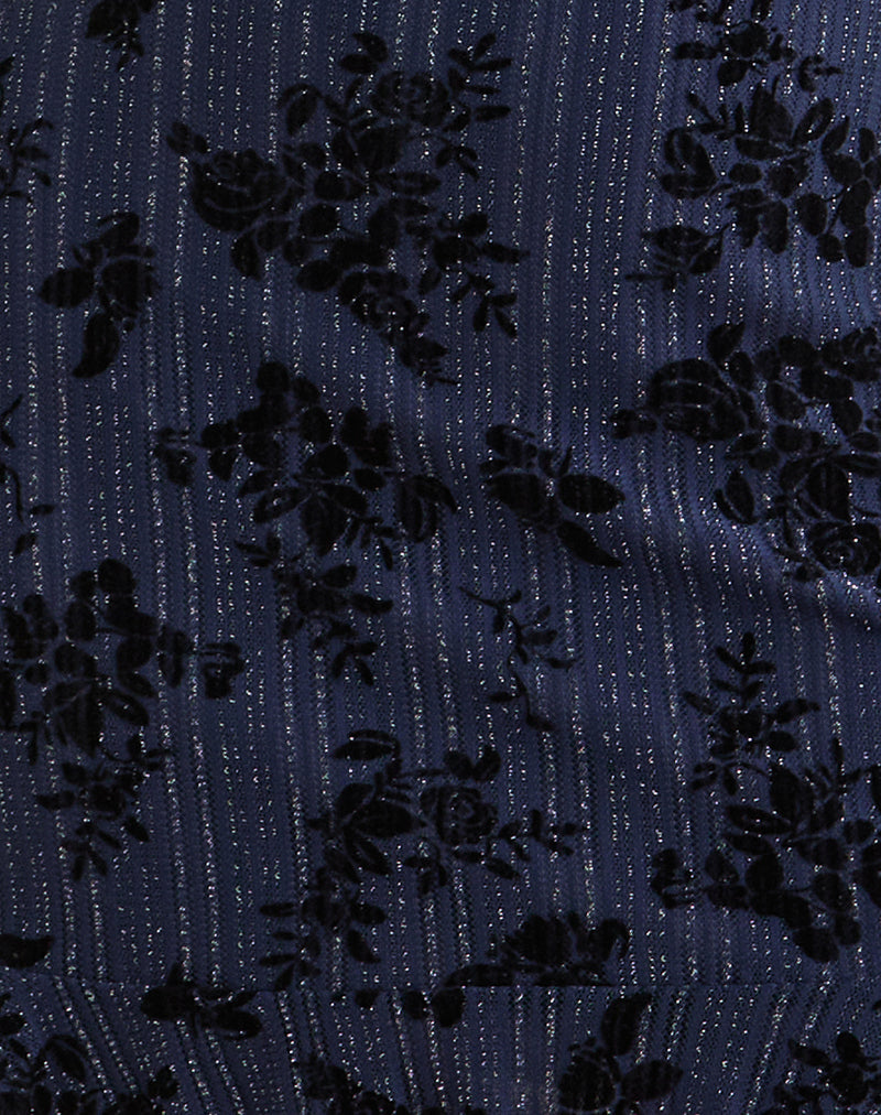 Micaya Mini Dress in Flocked Shimmer Plisse Navy
