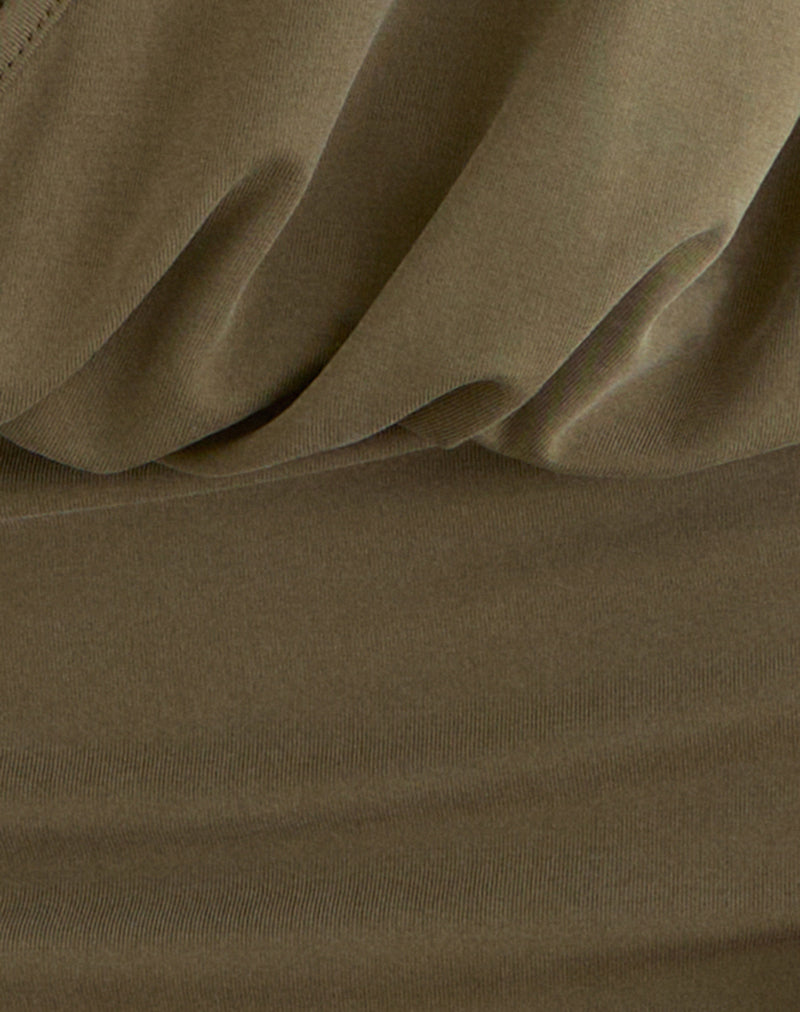 Narina Mini Dress in Cupro Olive Stone