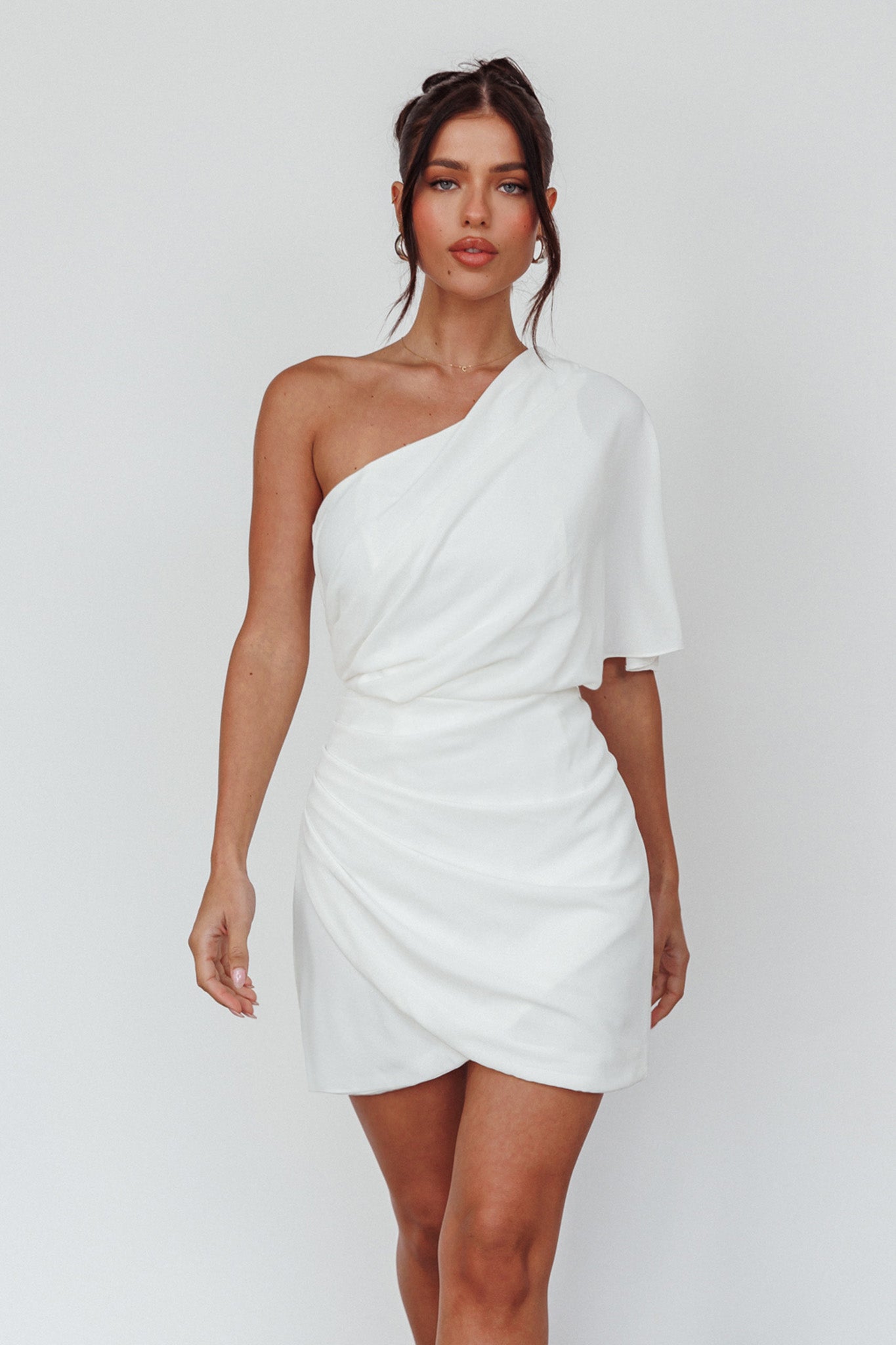 Lironne One Shoulder Mini Dress Off White
