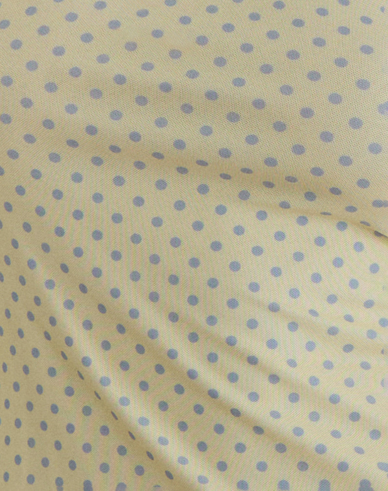 Turu Mini Dress in Yellow with Compact Grey Polka