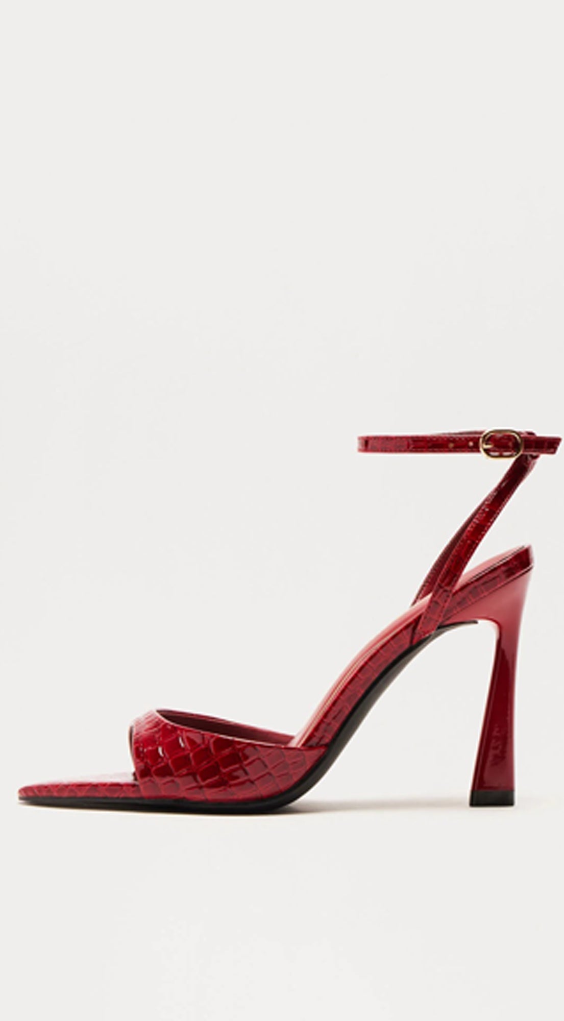 Gloss Glint Croc Lux Heeled Sandals - Burgundy
