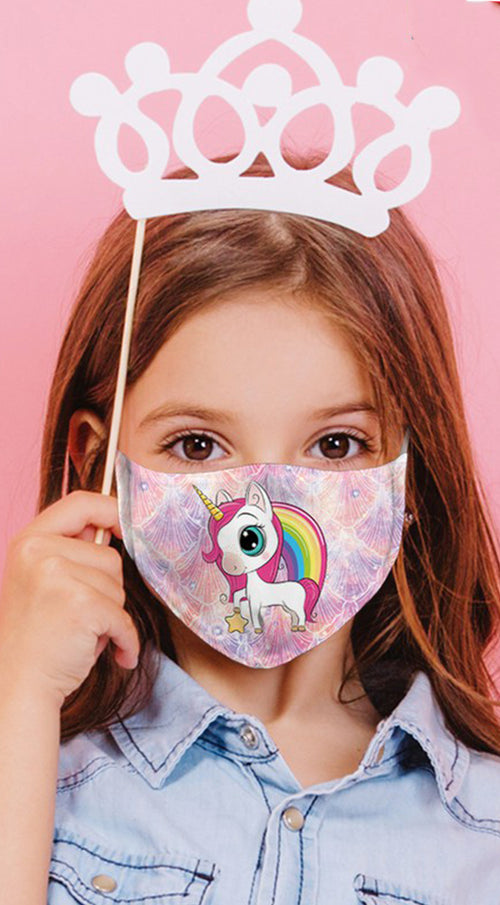 Unicorn Rainbow Days Multi Purple Reusable Kids Face Mask
