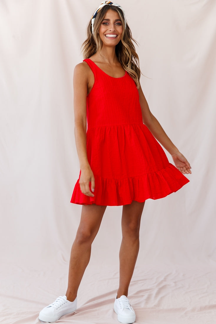 Heather Round Neck Swing Dress Red