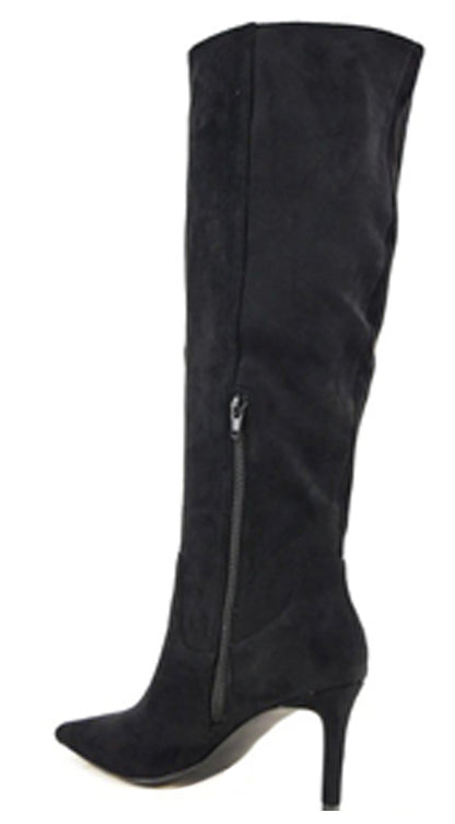 Tassa Faux Suede Pointed Toe Boots - Black