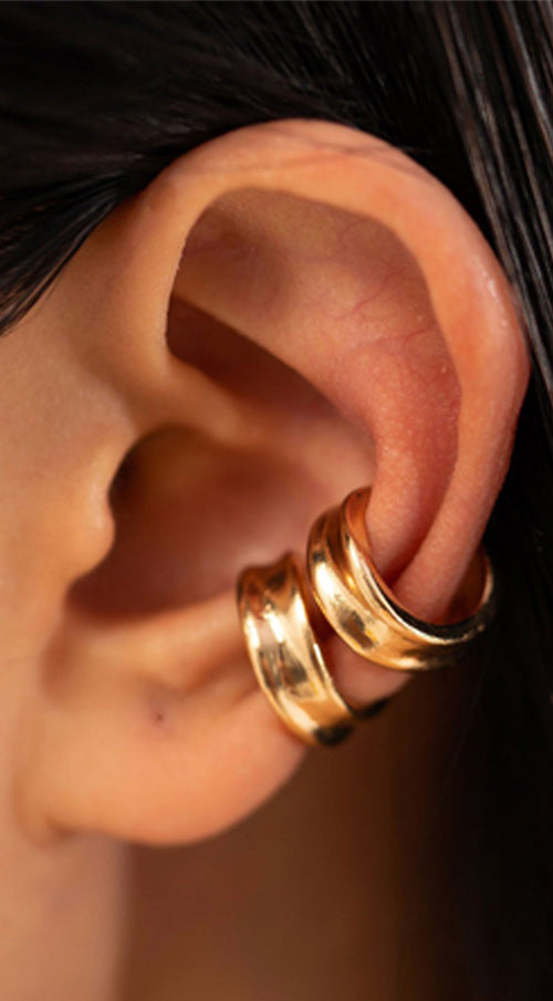 Tia Non-Piercing Ear Cuffs 2 piece Earrings Set - Gold