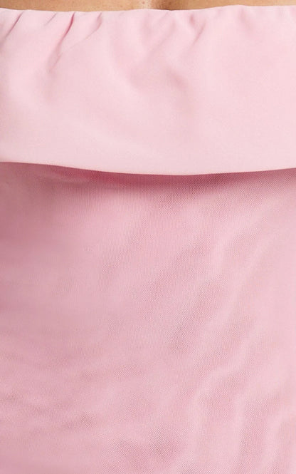 Mirabella Maxi Dress - Off Shoulder Asymmetrical Ruffle Split Dress in Blush