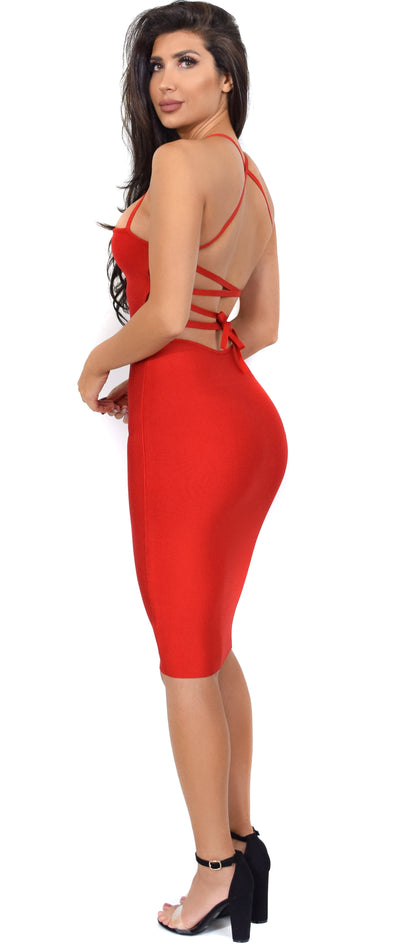 Maybelle Red Cross Back Bandage Dress