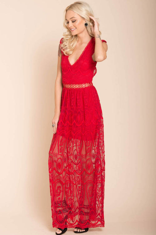 London Bohemian Glamour Maxi Dress Red