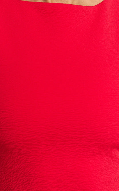 Luiza Midi Dress - Ruffle Hem Corset Back Dress in Red