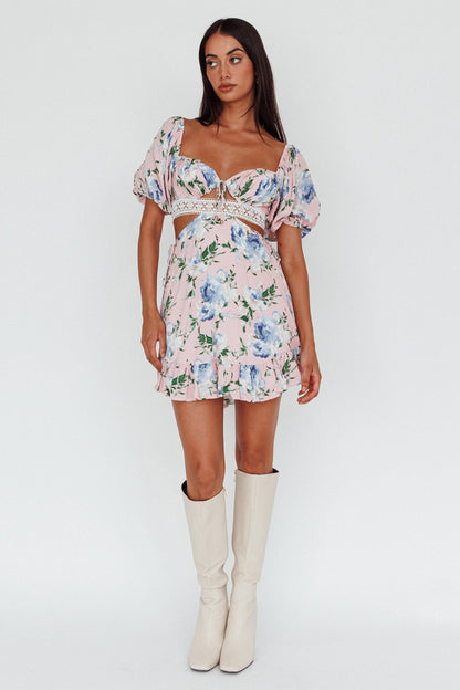 Sweet Romance Cut-Out Mini Dress Pink