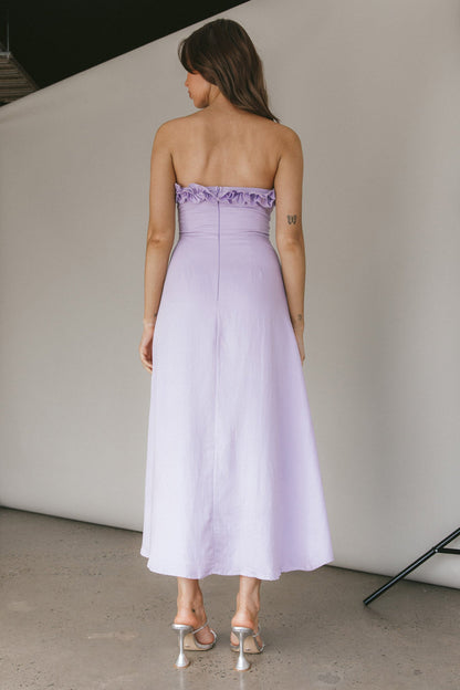 Under The Sun Tied Bust Midi Dress Lilac
