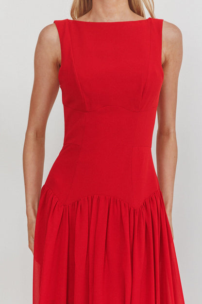 Opulent Low Back Maxi Dress Red