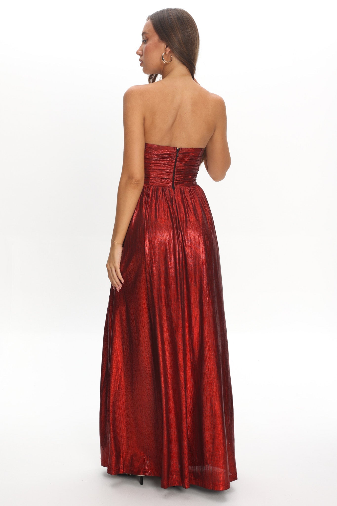 Marin Pointed Sweetheart Maxi Dress Wine