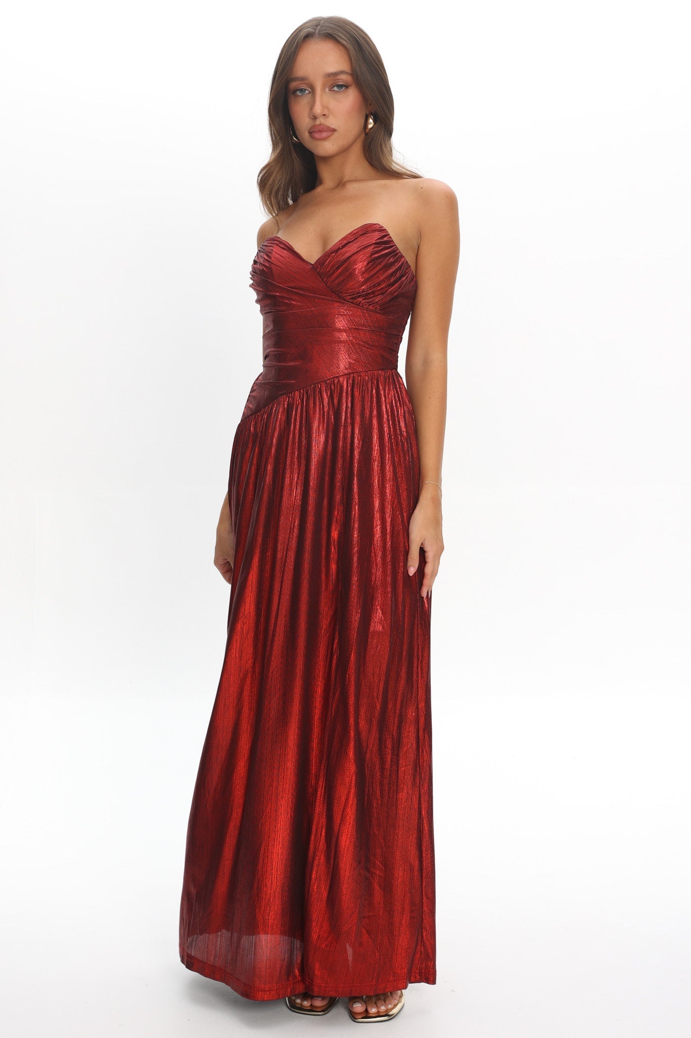 Marin Pointed Sweetheart Maxi Dress Wine