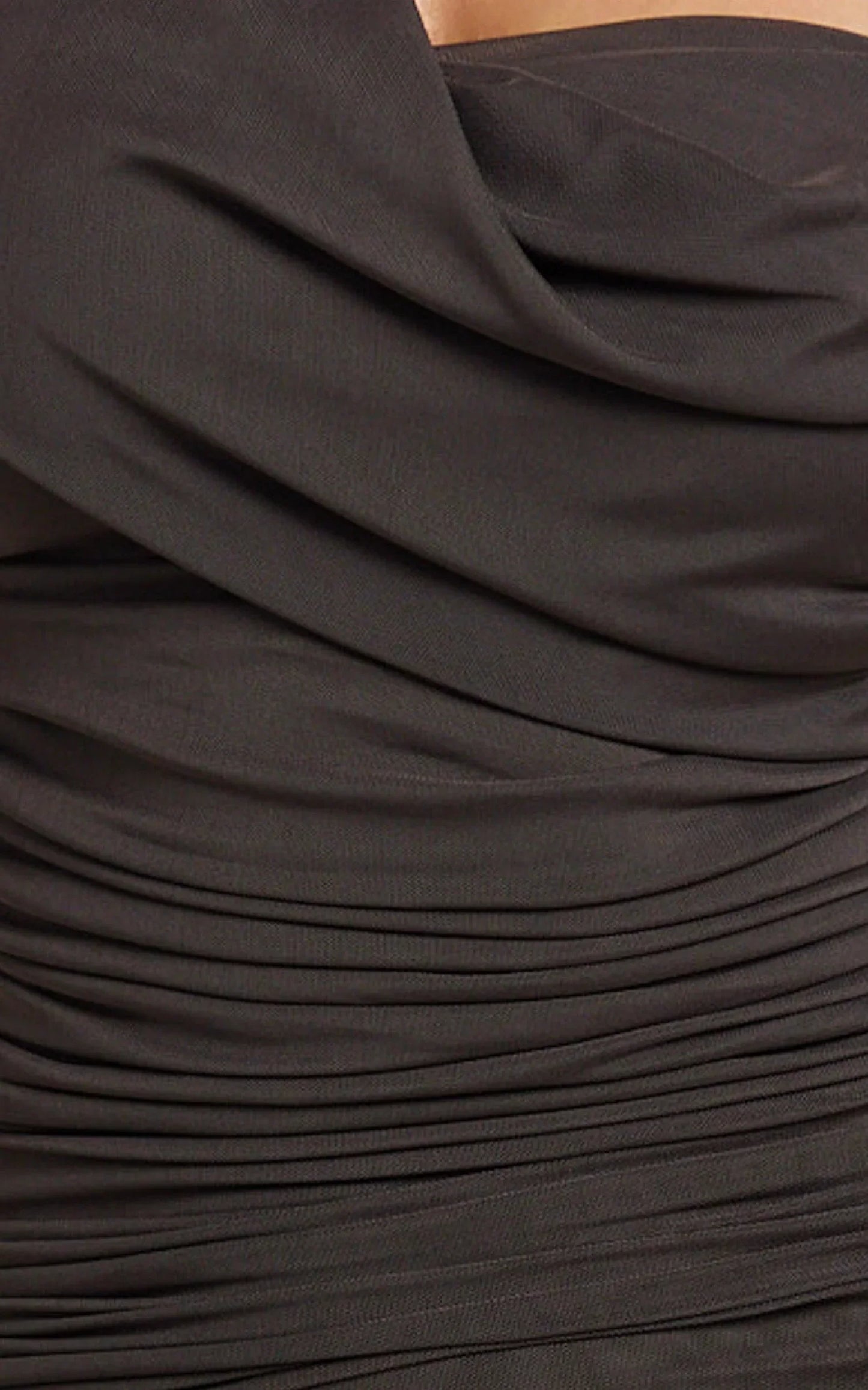 Larson Maxi Dress - Asymmetric Tie Neck Column Dress in Chocolate