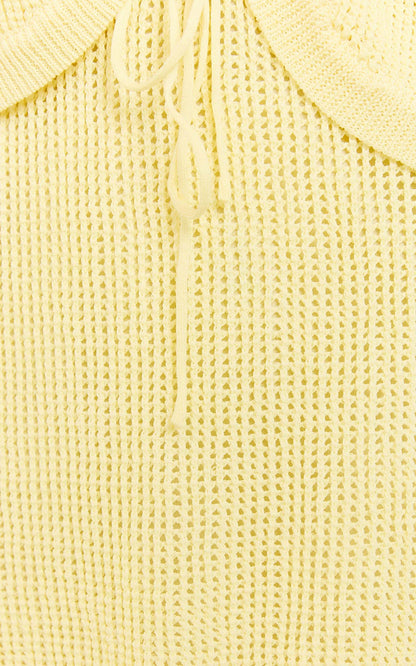 Megan Mini Skirt - Crochet Drawstring Skirt in Lemon