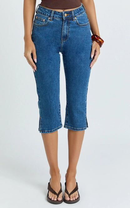 Letty Jeans - 7/8 Crop Denim Jeans in Dark Wash