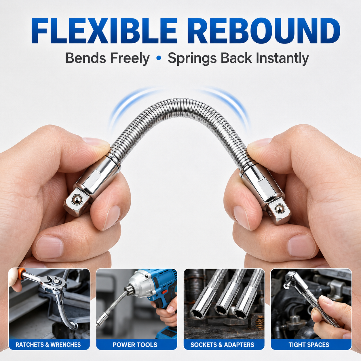 Flexible Socket Extension Bar – 360° Bendable Universal Socket Adapter for Auto Repair & DIY Tools
