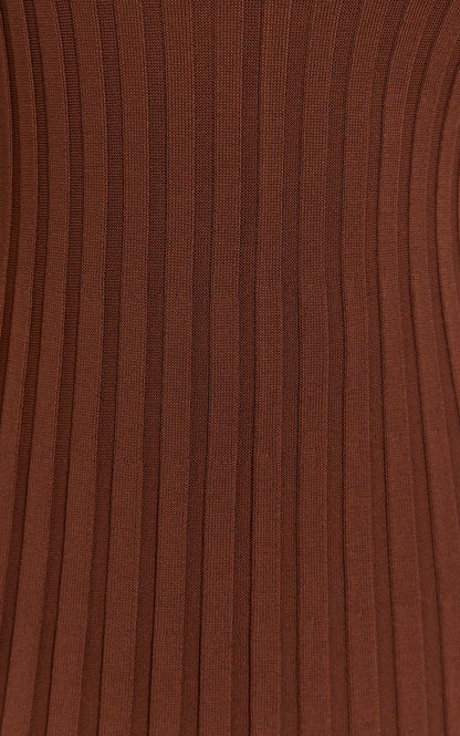 Maya Midi Knit Dress - Sleeveless V Neck Knited Dress in Dark Chocolate