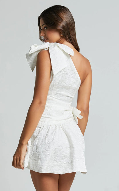 Mathilda Mini Dress - Cut Out Side Wrap Dress in White