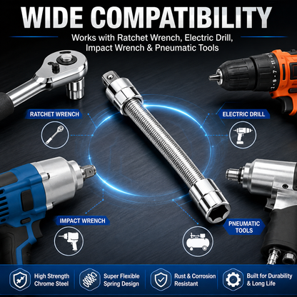Flexible Socket Extension Bar – 360° Bendable Universal Socket Adapter for Auto Repair & DIY Tools