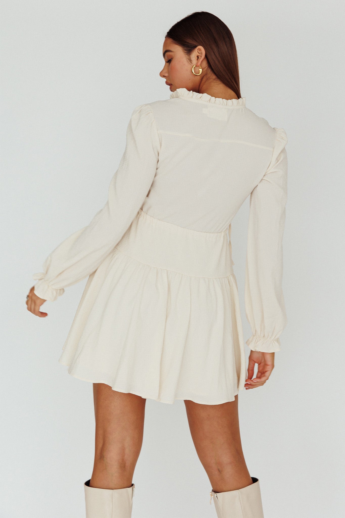 Waverly Long Sleeve Mini Dress Beige