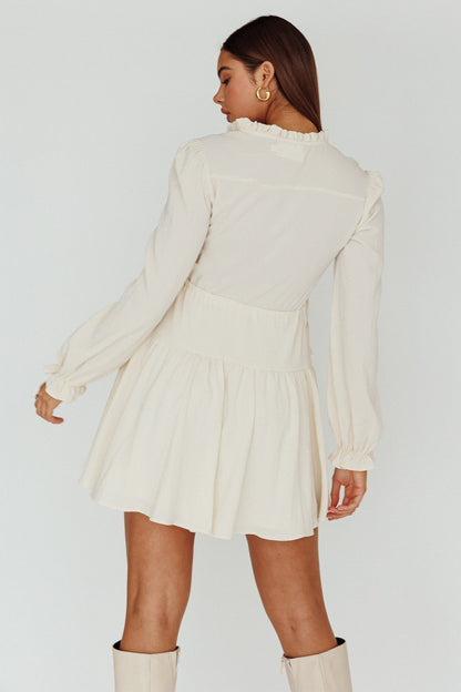 Waverly Long Sleeve Mini Dress Beige