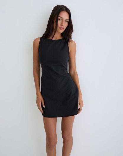 Ayana Backless Mini Dress in Black