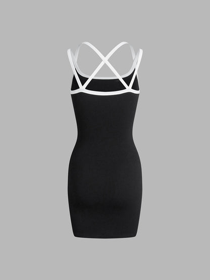 Back Cross Bodycon Short Dress